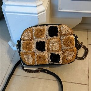Tory Burch mini raffia crossbody bag